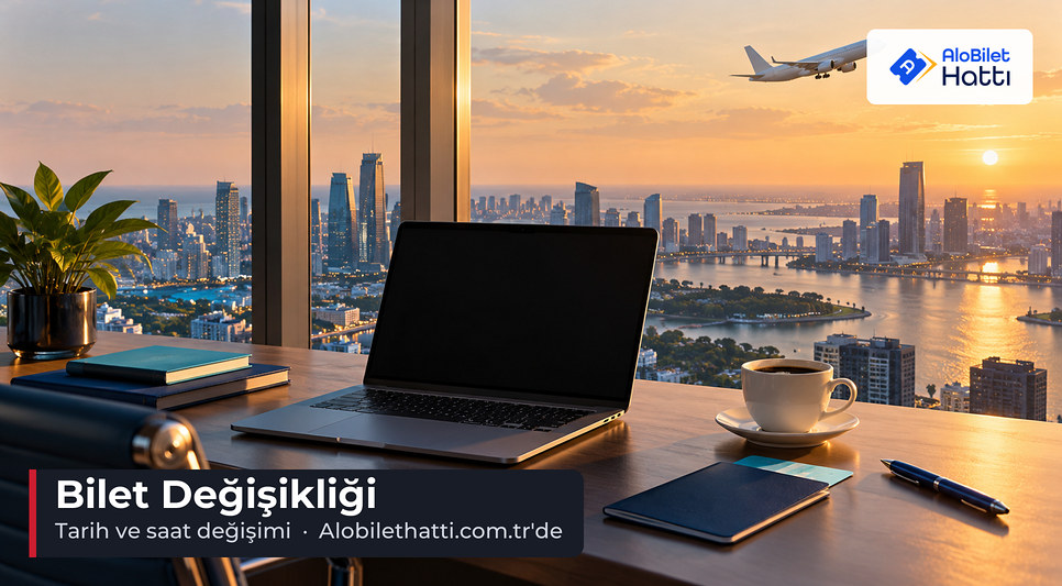 Şehir manzaralı ofiste dizüstü bilgisayar