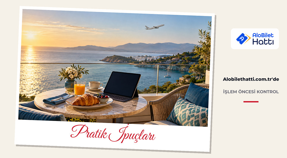 Otel balkonunda kahvaltı ve tablet