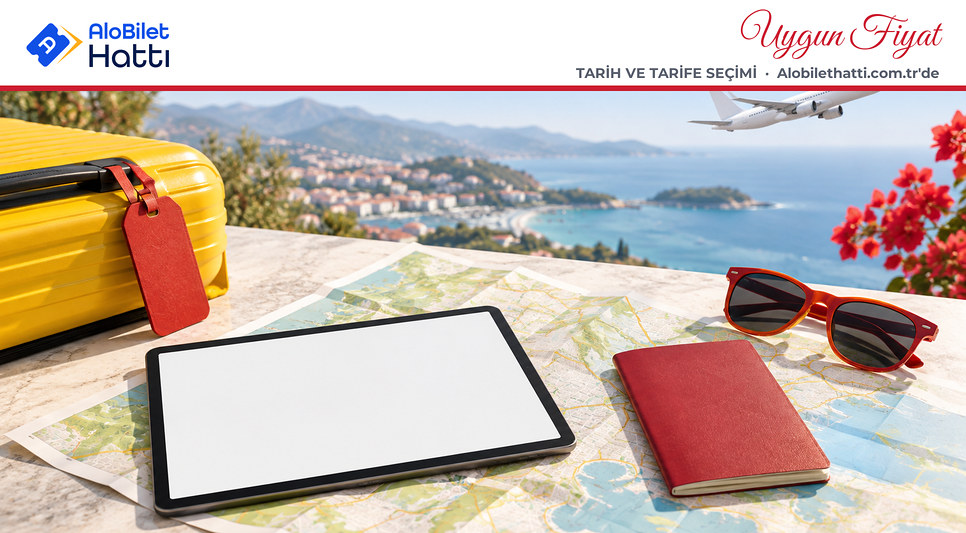 Tablet ve harita ile seyahat planı