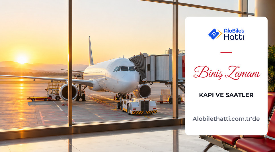 Biniş kapısında uçağa bağlı köprü