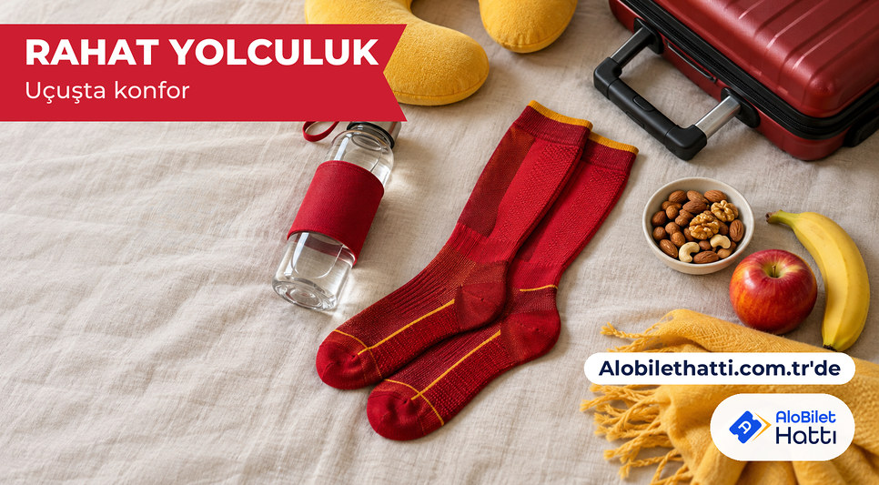 Kompresyon çorabı, su ve atıştırmalık
