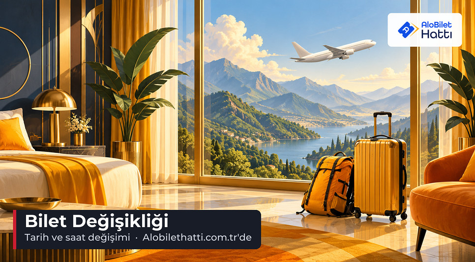 Dağ manzaralı pencere ve valiz