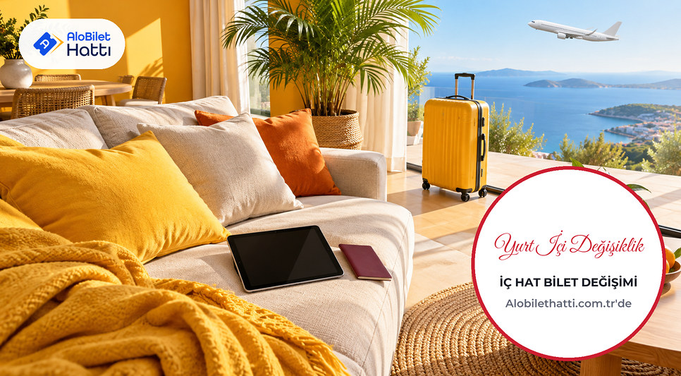 Kanepede yastık, tablet ve pasaport