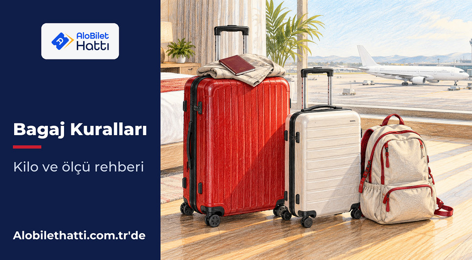 Seyahat için hazırlanmış büyük valiz, kabin bavulu ve sırt çantası