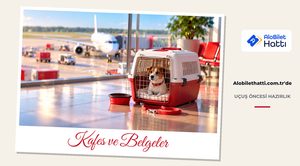 Seyahat kafesinde köpek ve mama kabı
