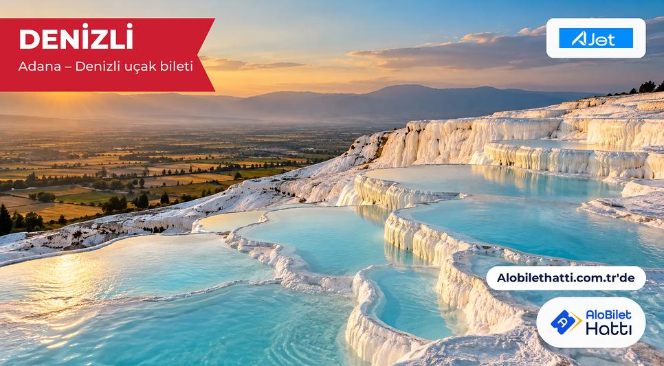 Pamukkale'nin beyaz traverten terasları ve sığ su havuzları