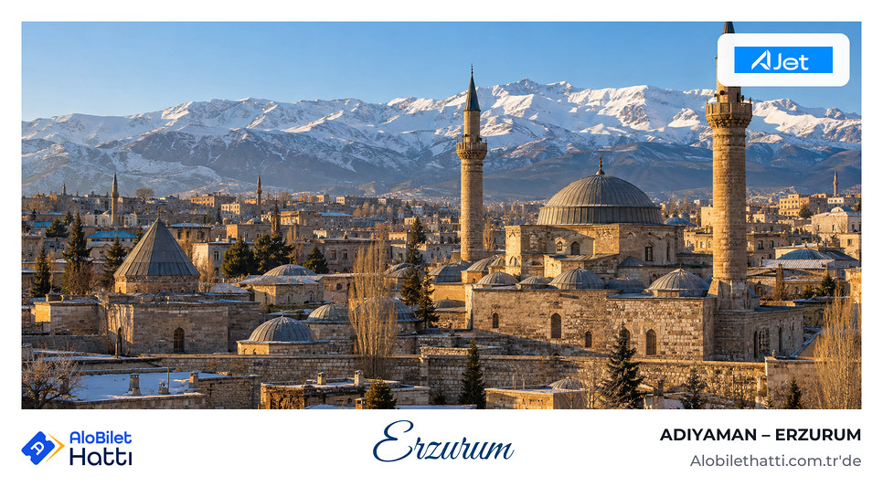 Kar düşmüş Palandöken eteklerinde kesme taş yapılarıyla Erzurum'un eski kenti