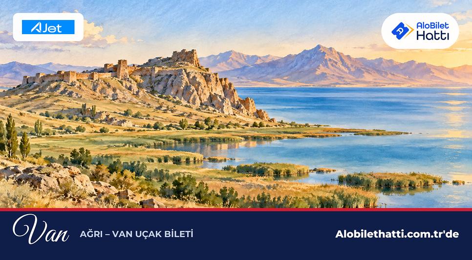 Van Gölü kıyısında Van Kalesi'nin uzandığı kayalık sırt ve sazlıklar