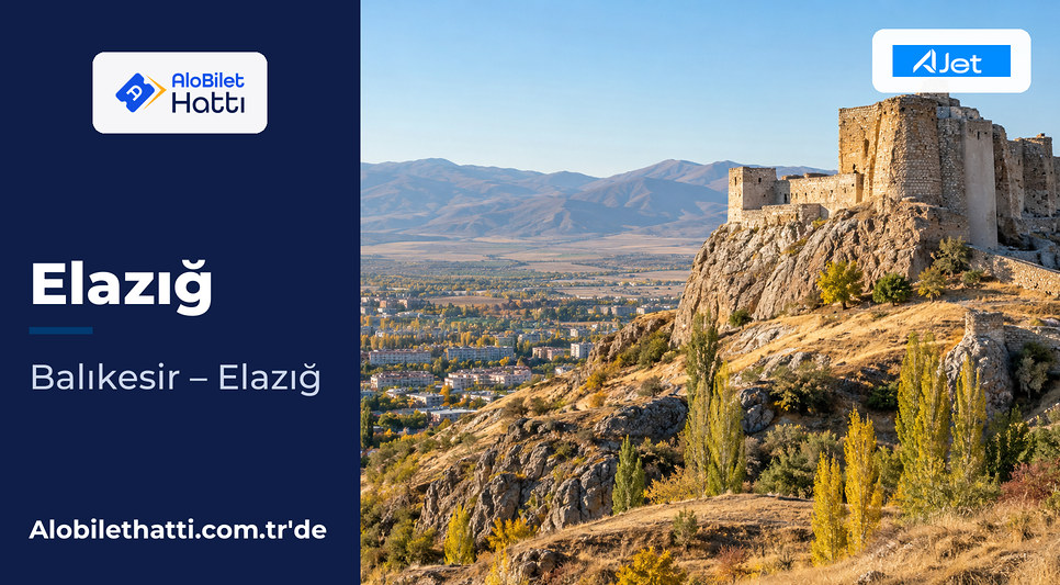 Harput Kalesi'nin taş surları ve aşağıda uzanan Elazığ ovası
