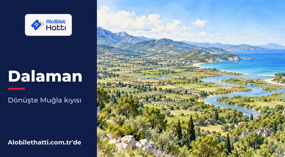 Çam kaplı tepeler arasından denize kıvrılan çay ve yeşil ova