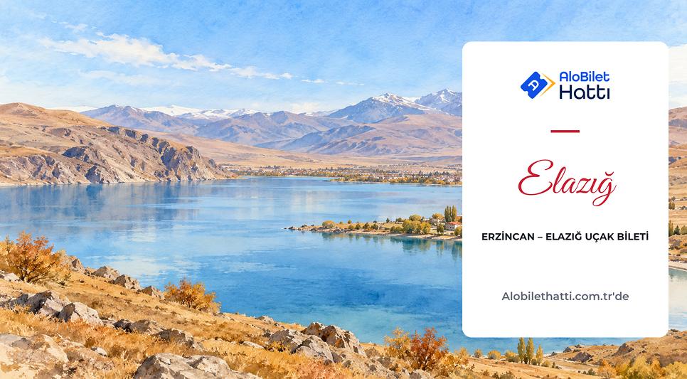 Elazığ yakınlarında dağlarla çevrili geniş bir göl ve kıyıdaki yerleşim