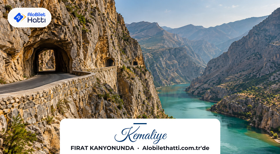 Fırat kanyonunun dik kayalıklarına oyulmuş dar taş yol