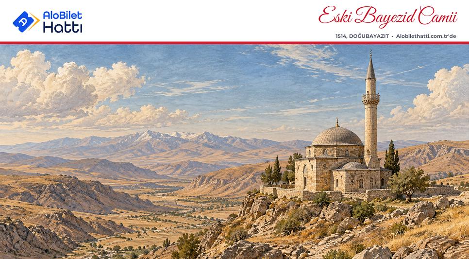 Kayalık bir yamaçta kesme taştan tek kubbeli eski cami ve minaresi