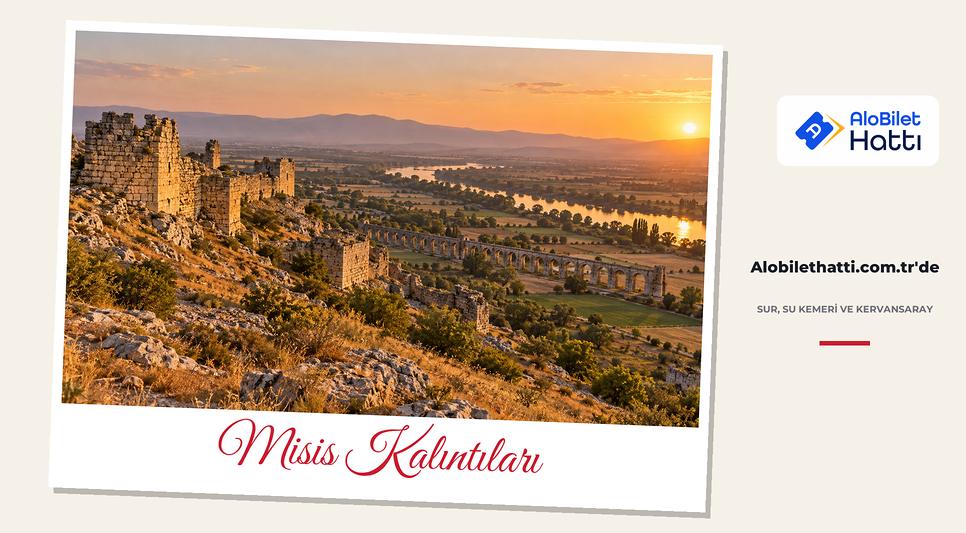 Kireçtaşı sırt üzerinde eski sur kalıntıları ve ovaya uzanan su kemeri