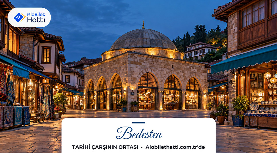 Eski çarşı içinde tek kubbeli, kesme taştan Osmanlı bedesteni