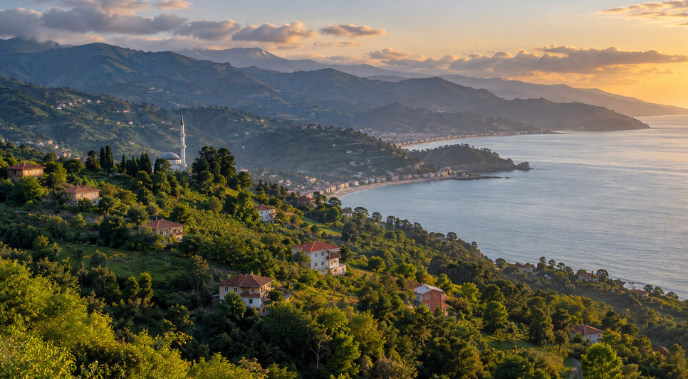Kıyıdan iç kesimdeki ormanlık tepelere uzanan Ordu manzarası