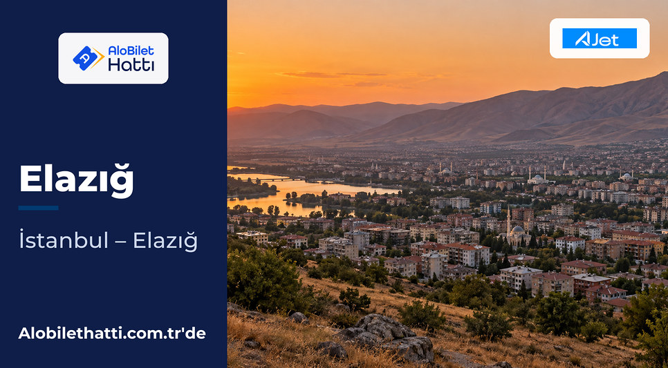 Akşamüstü ovaya yayılan Elazığ kenti ve arkadaki kahverengi dağlar