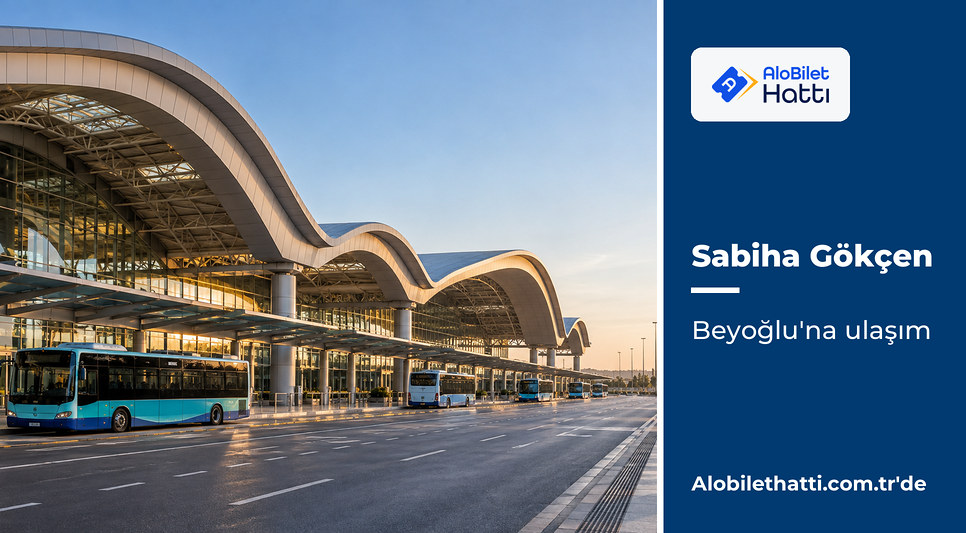 Sabiha Gökçen Havalimanı terminalinin kara tarafı ve otobüs durakları