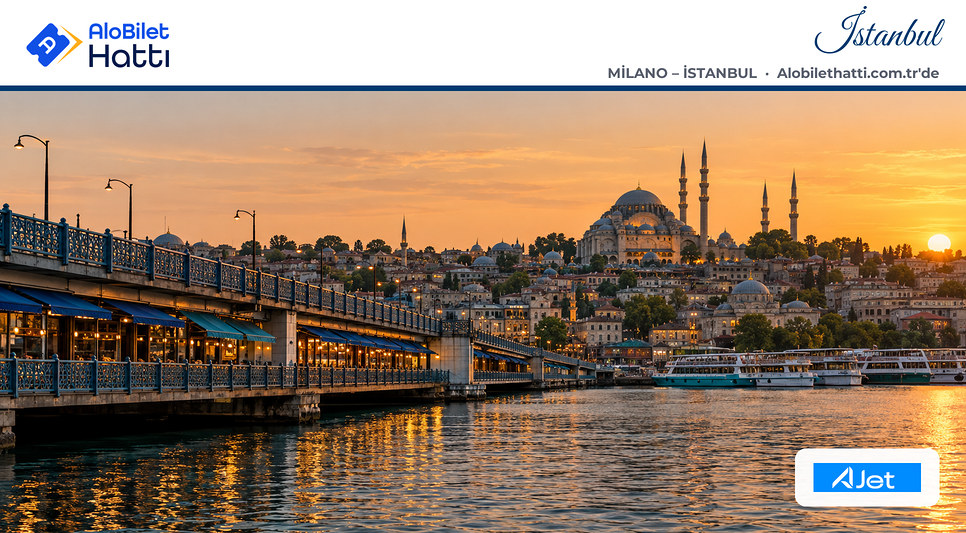 Haliç üzerinde Galata Köprüsü ve tarihi yarımadanın cami siluetleri