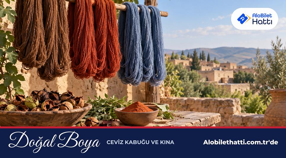 Ceviz kabuğu ve kınayla boyanmış kahverengi ve kırmızı yün çileleri