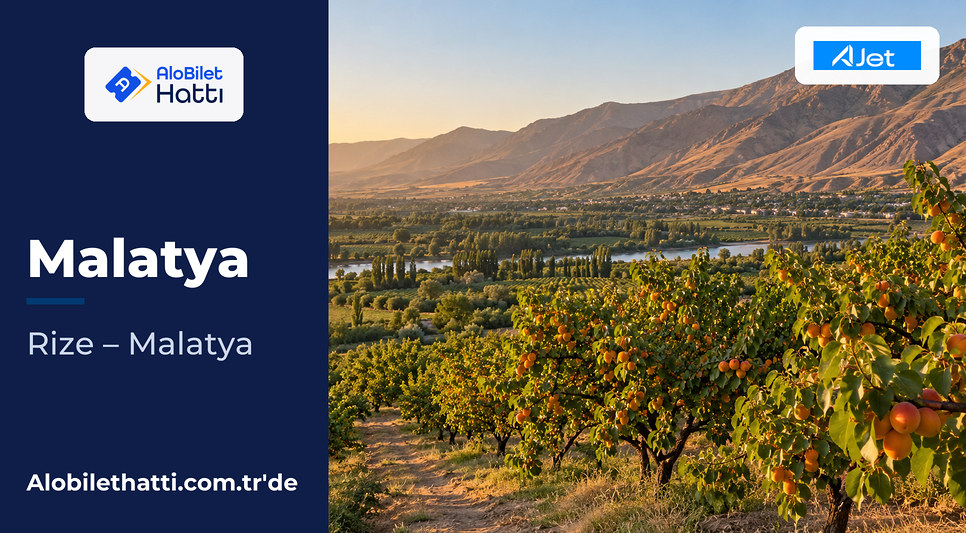Malatya ovasında kayısı bahçeleri ve arkada kurak dağ yamaçları