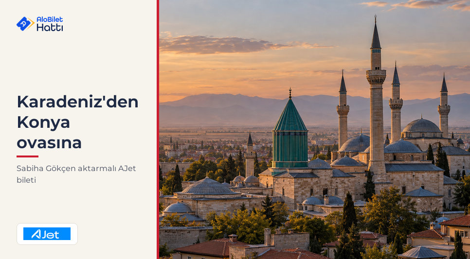 Konya ovasında kubbeler ve minarelerle uzanan şehir manzarası