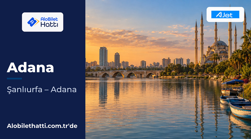 Adana'da Seyhan Nehri kıyısında palmiyeler ve şehir silueti