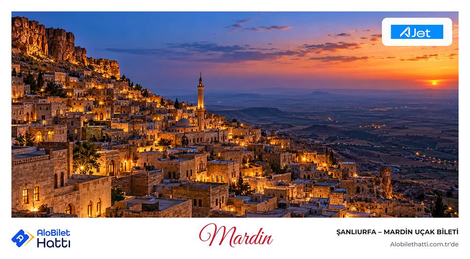 Mardin'in yamaca kurulu taş evleri ve önünde uzanan Mezopotamya ovası