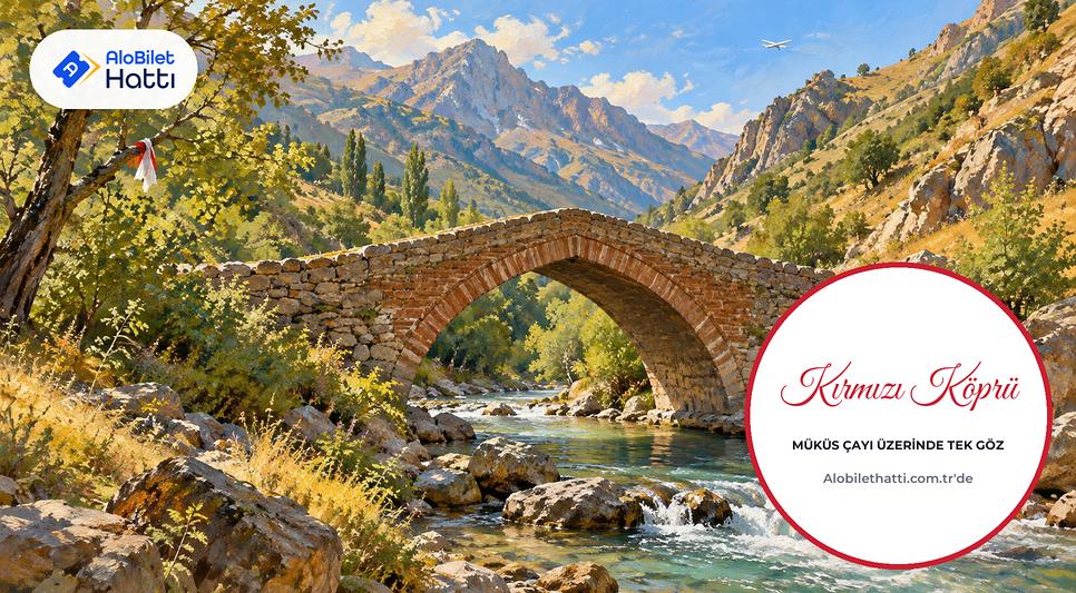 Dağ vadisinde dere üzerinde tuğla örgülü sivri kemerli tek gözlü köprü