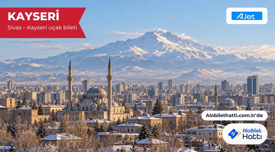 Kayseri şehri ve arkasında karlı Erciyes Dağı