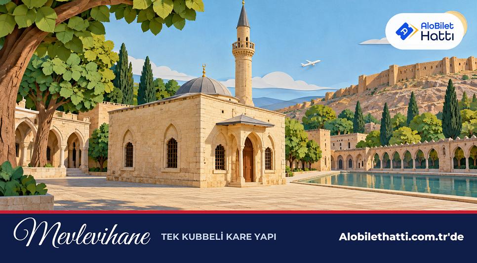 Taş bir meydanın kenarında tek kubbeli kare planlı küçük bir cami
