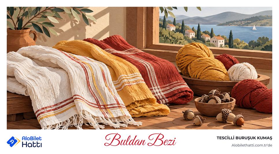 Katlanmış buruşuk dokulu pamuklu kumaşlar ve renkli iplik çileleri