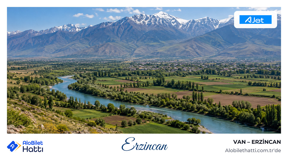 Erzincan ovasını çevreleyen yüksek dağlar ve tarlalar